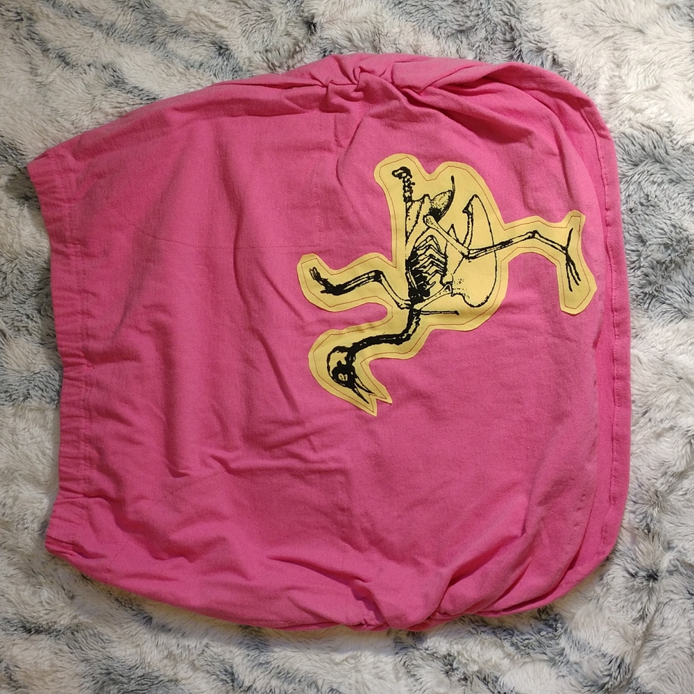 Chicken skirt handmade size m or l skeleton pink and yellow jersey knit pockets